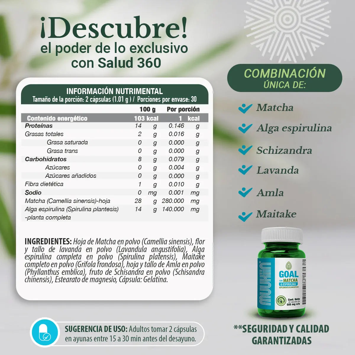 Muukiin Goal con Matcha y Alga Espirulina Muukiin