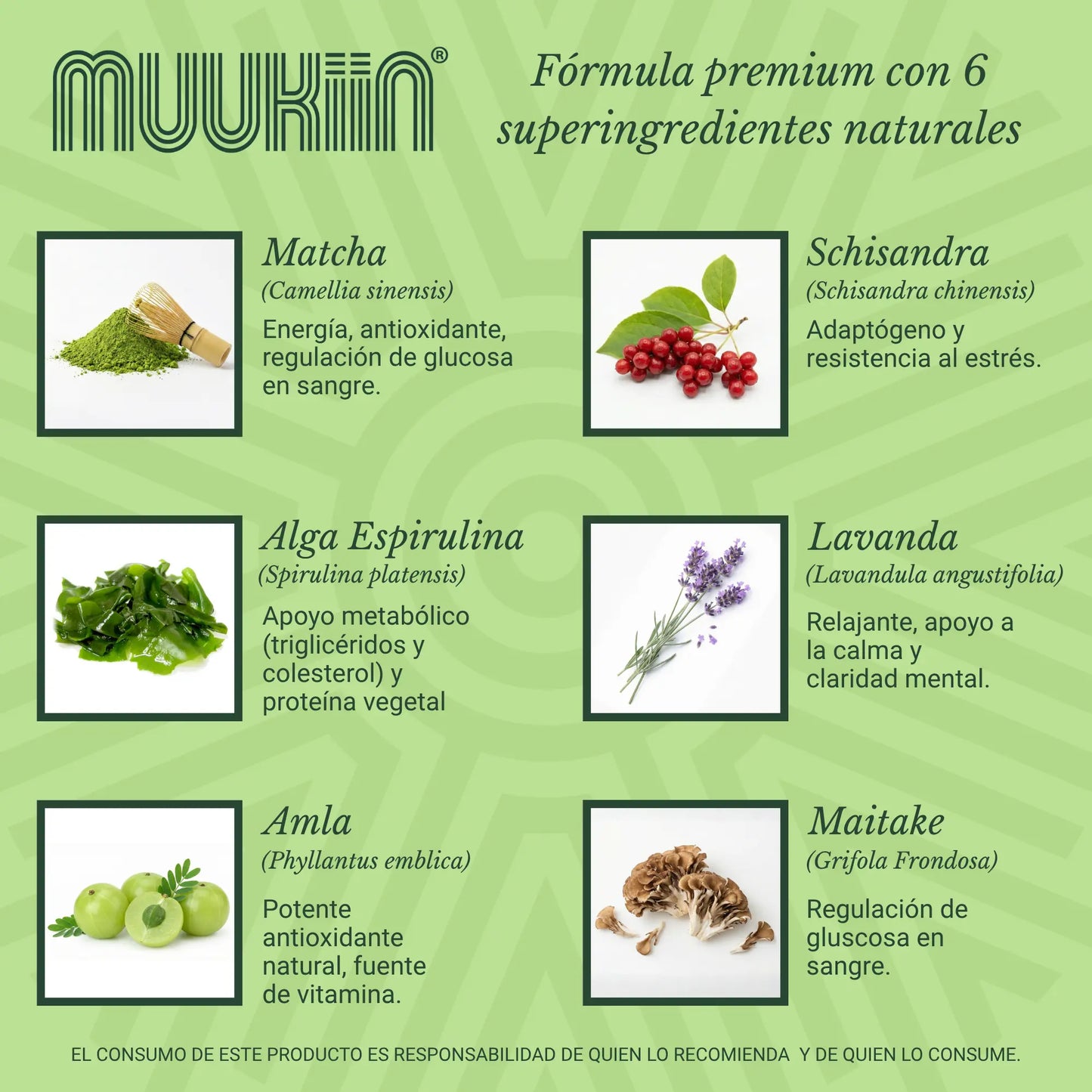 Muukiin Goal suplemento Matcha y Alga Espirulina Muukiin