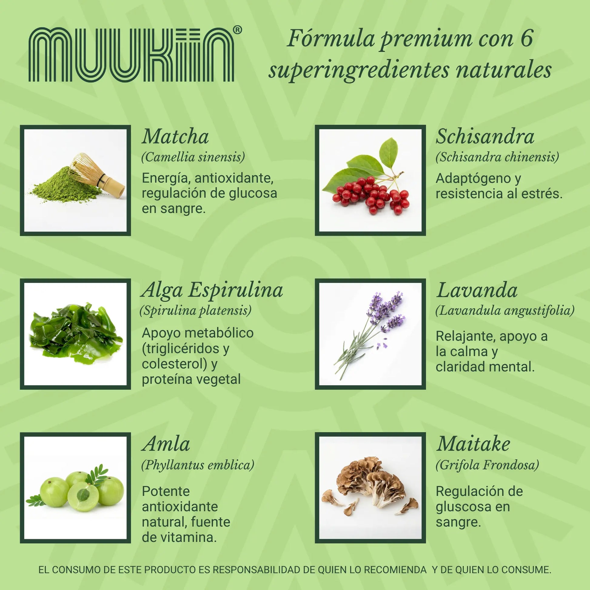 Muukiin Goal suplemento Matcha y Alga Espirulina Muukiin